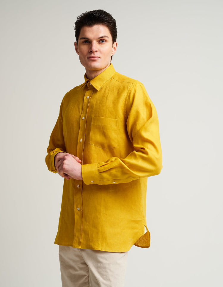 Yellow Linen Shirt - Gresham Blake Online