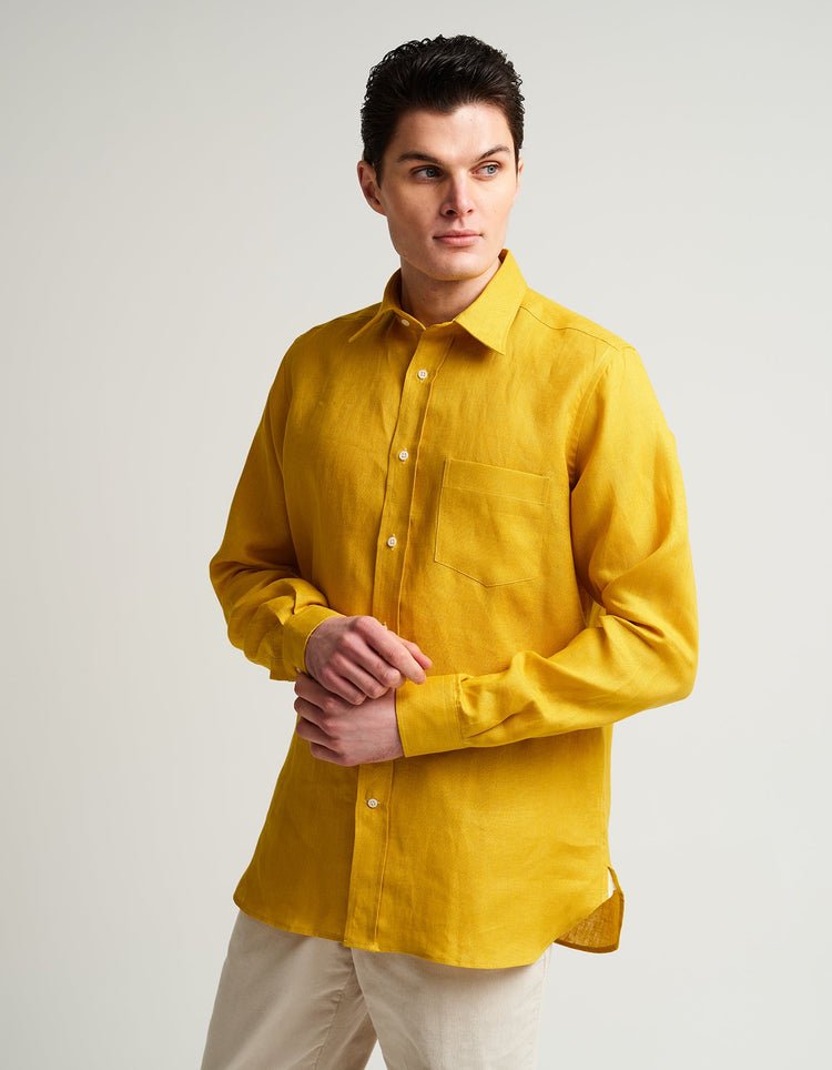 Yellow Linen Shirt - Gresham Blake Online