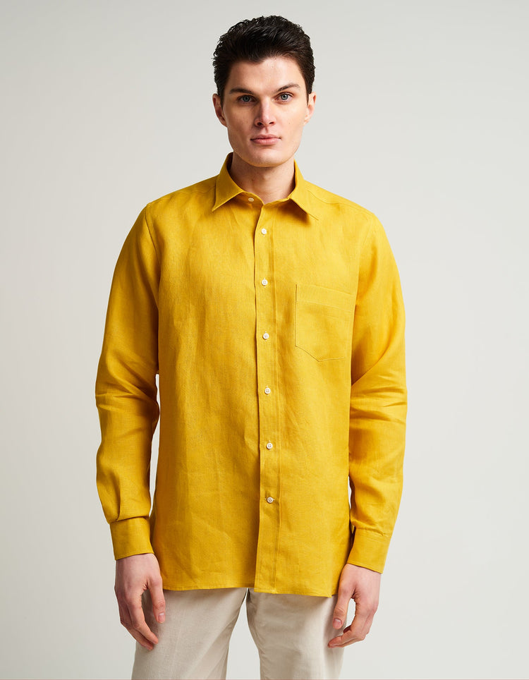 Yellow Linen Shirt - Gresham Blake Online