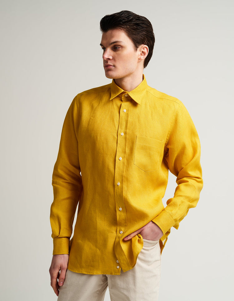 Yellow Linen Shirt - Gresham Blake Online