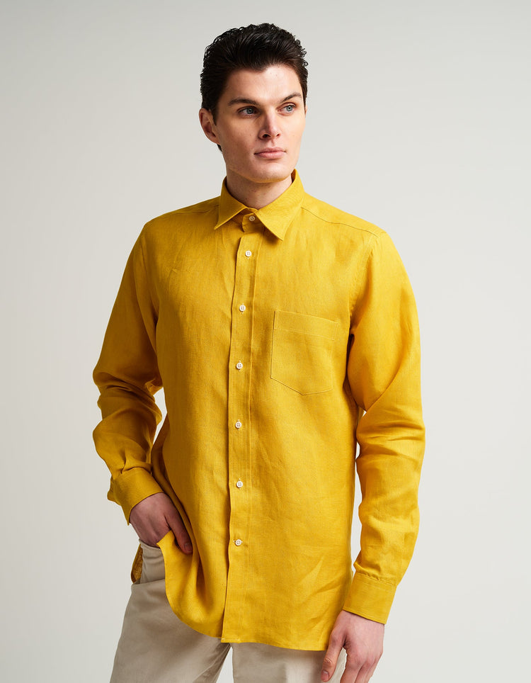 Yellow Linen Shirt - Gresham Blake Online