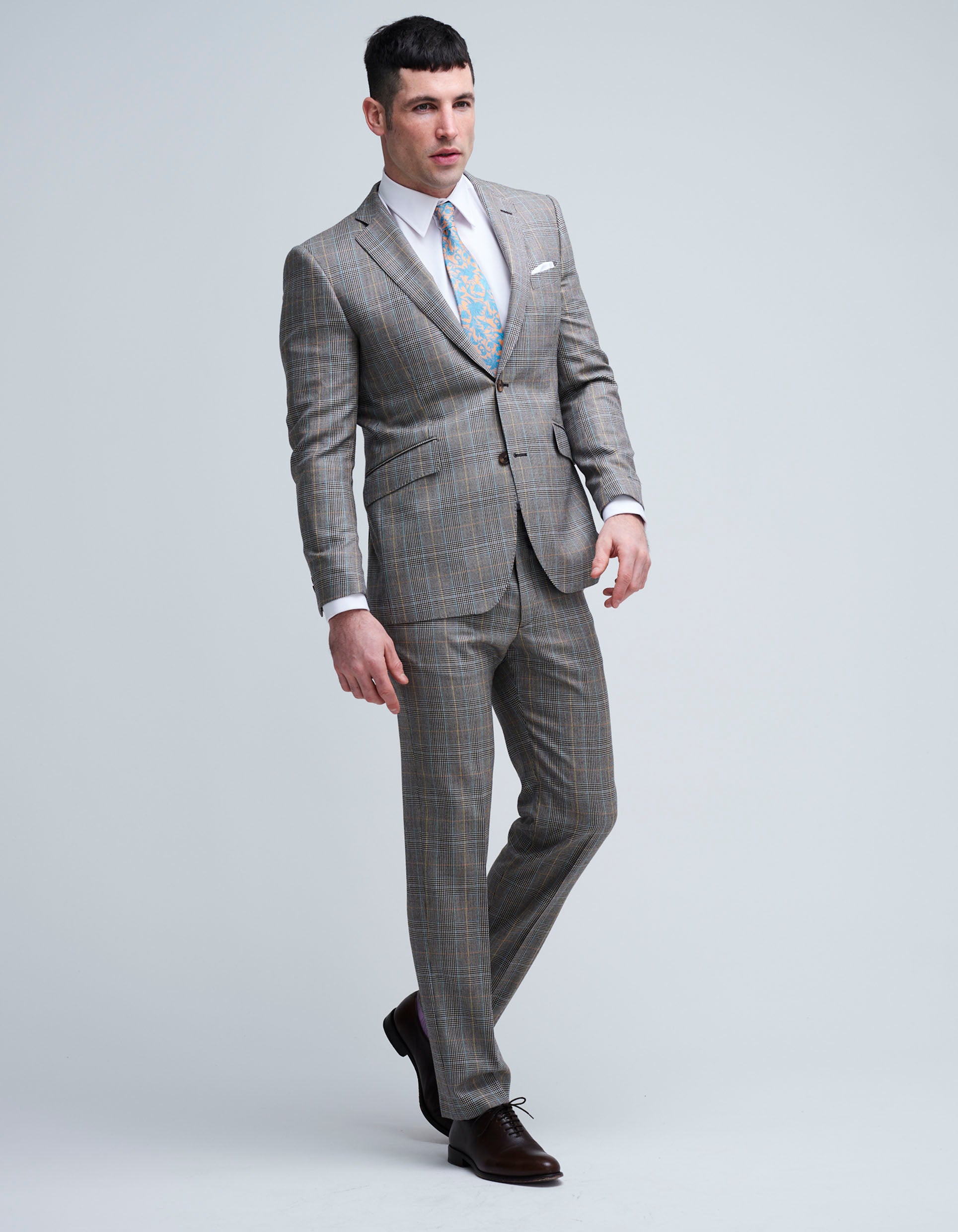 Shop Yellow & Blue Prince of Wales 2 Piece Suit | Gresham Blake ...